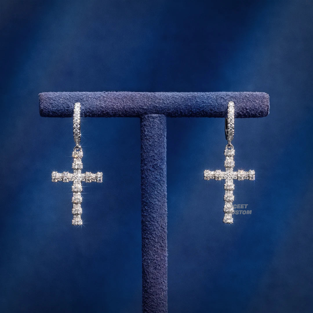 CUSTOM CROSS DANGLY EARRING